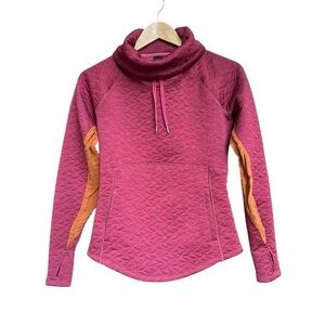 Marmot Annie Quilted Cowl Neck Long Sleeve Top Raspberry Maroon XS